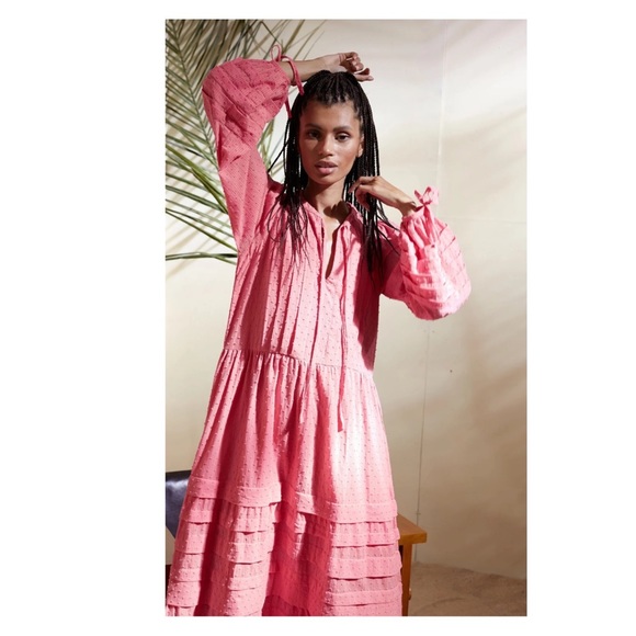 New! RUE STIIC Laney Pleated Ruffled Maxi Dress - Picture 3 of 11